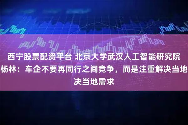 西宁股票配资平台 北京大学武汉人工智能研究院教授杨林：车企不要再同行之间竞争，而是注重解决当地需求